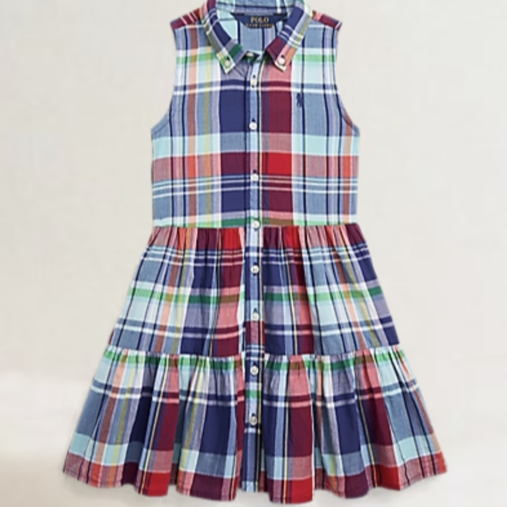 Polo Ralph Lauren Plaid Sleeveless Kids Dress EUC